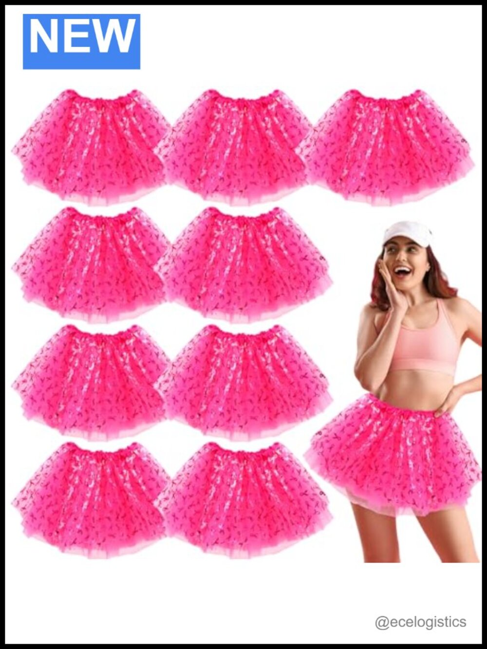 12pk Pink Ribbon Tutu Skirts Breast Cancer Awareness Fundraising Party